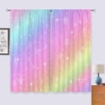 thumbnail image 3 of Rainbow Curtains 42Wx63H Inch Rod Pocket Kids Pastel Cute Colorful Cartoon Sky Shiny Stars Art Printed Girls Princess Women Living Room Bedroom Window Drapes Treatment Fabric 2 Panels, 3 of 4