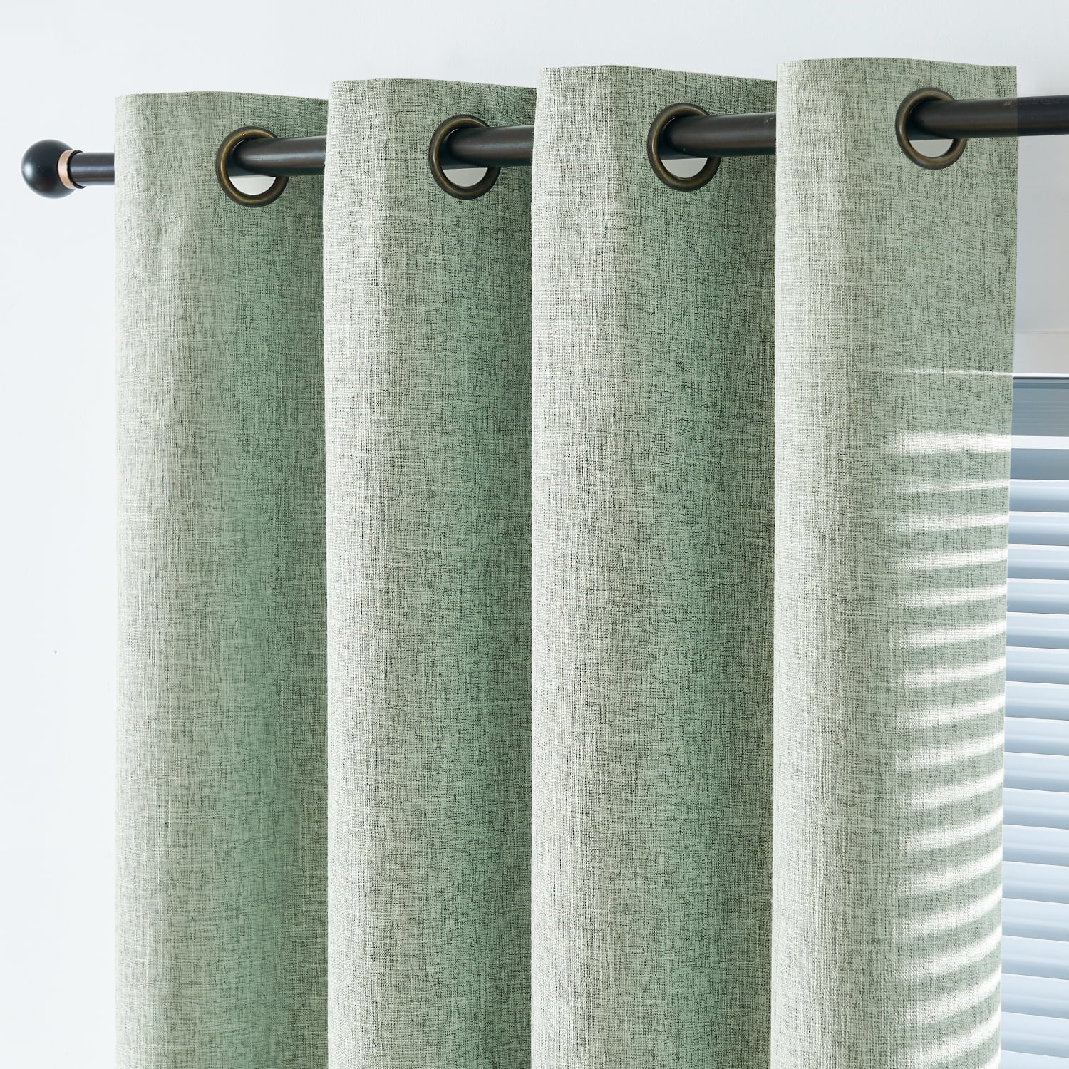 Curtainking Room Darkening Curtains for Bedroom, 63 Inch Length Linen Textured Drapes for Living Room, Thermal Insulated Light Blocking Curtains, Grommet Top Window Treatments 2 Panels, Green