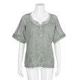 thumbnail image 3 of Patlollav Women Plus Size Tops Short Sleeve V-Neck Hollow Out Solid Casual Blouse Lace Pullover, 3 of 6
