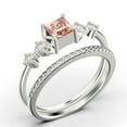 thumbnail image 3 of Anniversary Ring Minimalist 1.25 Carat Princess Cut Morganite And Diamond Moissanite Engagement Ring, Dainty Wedding Ring In 10K Solid White Gold, Promise Ring, Bridal Set, Matching Band, 3 of 3