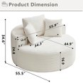 thumbnail image 2 of FIRSCOOK 55.9" Oversized Round Chair Lounge Chaise Indoor, Corduroy Cloud Sofa Chair, White, 2 of 6