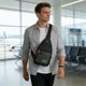 thumbnail image 1 of Bolso bandolera para hombre | Riñonera multicapa para viajes y desplazamientos | Bolso de hombro de nailon con puerto para auriculares | Organizador de objetos pequeños para uso diario masculino, 1 of 6