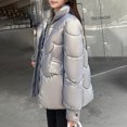 thumbnail image 4 of Lovskoo Womens Winter Coats Stand Collar Quilted Jacket Bight Color Thick Warm Pocket Long Sleeve Parkas Outerwear Cotton Padded Outerwear Silver, 4 of 7