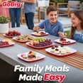 thumbnail image 3 of GoBig Red Plastic Disposable Plates - 50 Count 8 Inch - Square Heavy Duty Red Cup Party Plates, 3 of 6