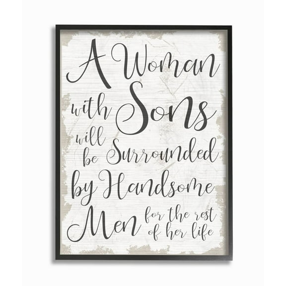 Stupell Industries Handsome Sons Home Family Inspirational Word Textured Design Framed Giclee Texturized Art by Daphne Polselli
