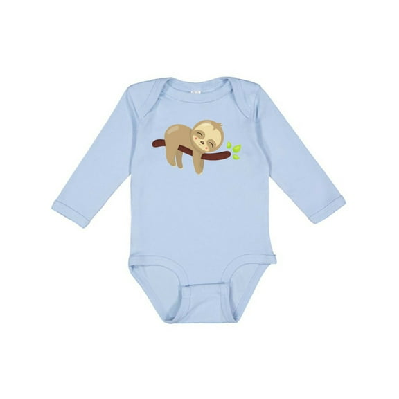 Inktastic Cute Sloth, Baby Sloth, Lazy Sloth, Sleeping Sloth Boys or Girls Long Sleeve Baby Bodysuit