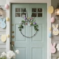 thumbnail image 2 of 15.8 Inch Easter Bunny Wreath, Colorful Eggs & Green Leaves Garland, Natural Rattan Base, No-Install Easter Party Decor, for Front Door, Indoor Window, Wall & Home Holiday Decor, 2 of 5