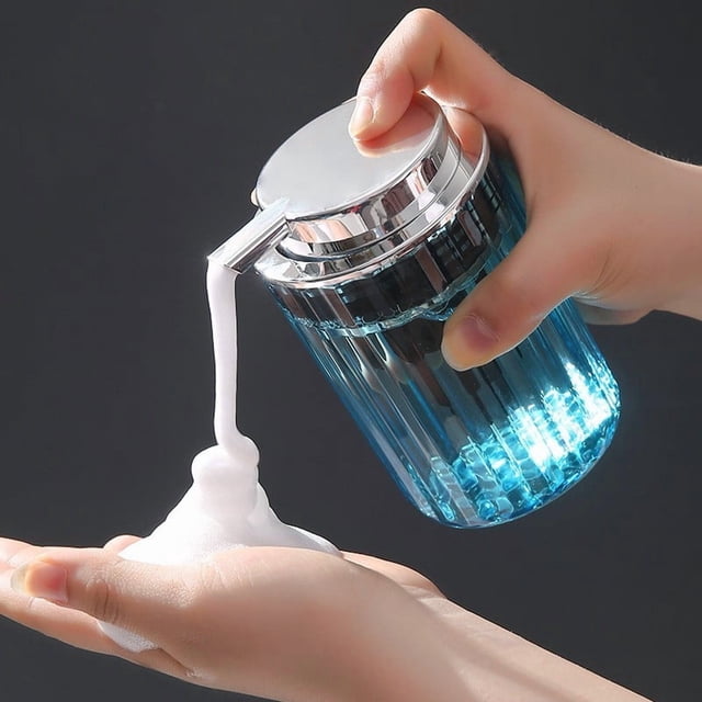 Foaming Bottle Press for Liquid Soap and Cleanser, Compact Portable Design, Reusable Plastic, Creates Thick Foam for Face, Body, Hand Wash, Travel-Friendly