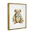 thumbnail image 3 of Stupell Industries Smiling Teddy Bear Bow Stuffed Animal Sitting Graphic Art Metallic Gold Floating Framed Canvas Print Wall Art, Design by Studio Q, 3 of 5