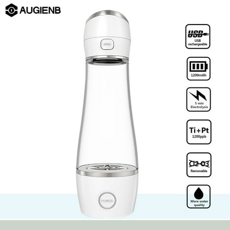 AUGIENB 280ML Alkaline Water Bottle Hydrogens Rich Water Bottle Ionizer Maker Generator Energy Bottle BPA-free Leak-proof Purifier Filter USB