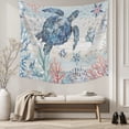 thumbnail image 5 of Coastal Turtle Tapestry for Bedroom Wall Hanging Tapestry, Rustic Nautical Starfish Conch Coral Wood Ceiling Backdrop Tapestries Poster Blanket Wall Decor for Teens Room Living Room Dorm 59" x 79", 5 of 8