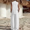 thumbnail image 5 of YYV Two Piece Sets for Women Summer Casual Two Piece Set Lapel Top and Wide Leg Pants Lounge Outfit White XXL, 5 of 6