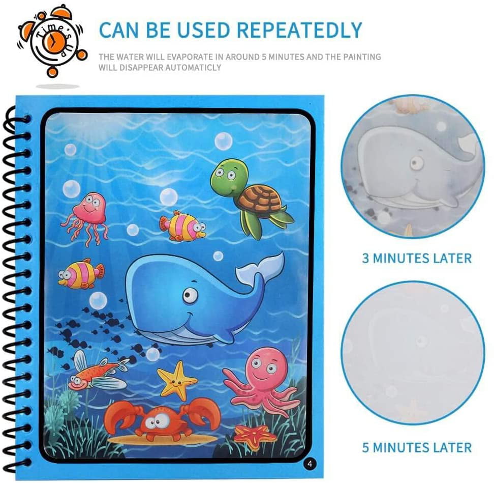 VONTER Water Doodle Book - Kids Painting Writing Doodle Toy Book - Color  Doodle Drawing Book Bring Magic Pens Educational Toys for Age 3 4 5 6 7 8 9  10 11 12 Year Old Girls Boys Age Toddler Gift 
