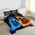 thumbnail image 3 of Manfei Blue Brown Guitsr King Size Comforter Sets,Music Theme Bedding Comforter Set,Musical Instruments Bedding Set For Kids,Ultra Soft Home Decor Reversible,3pcs, 3 of 8