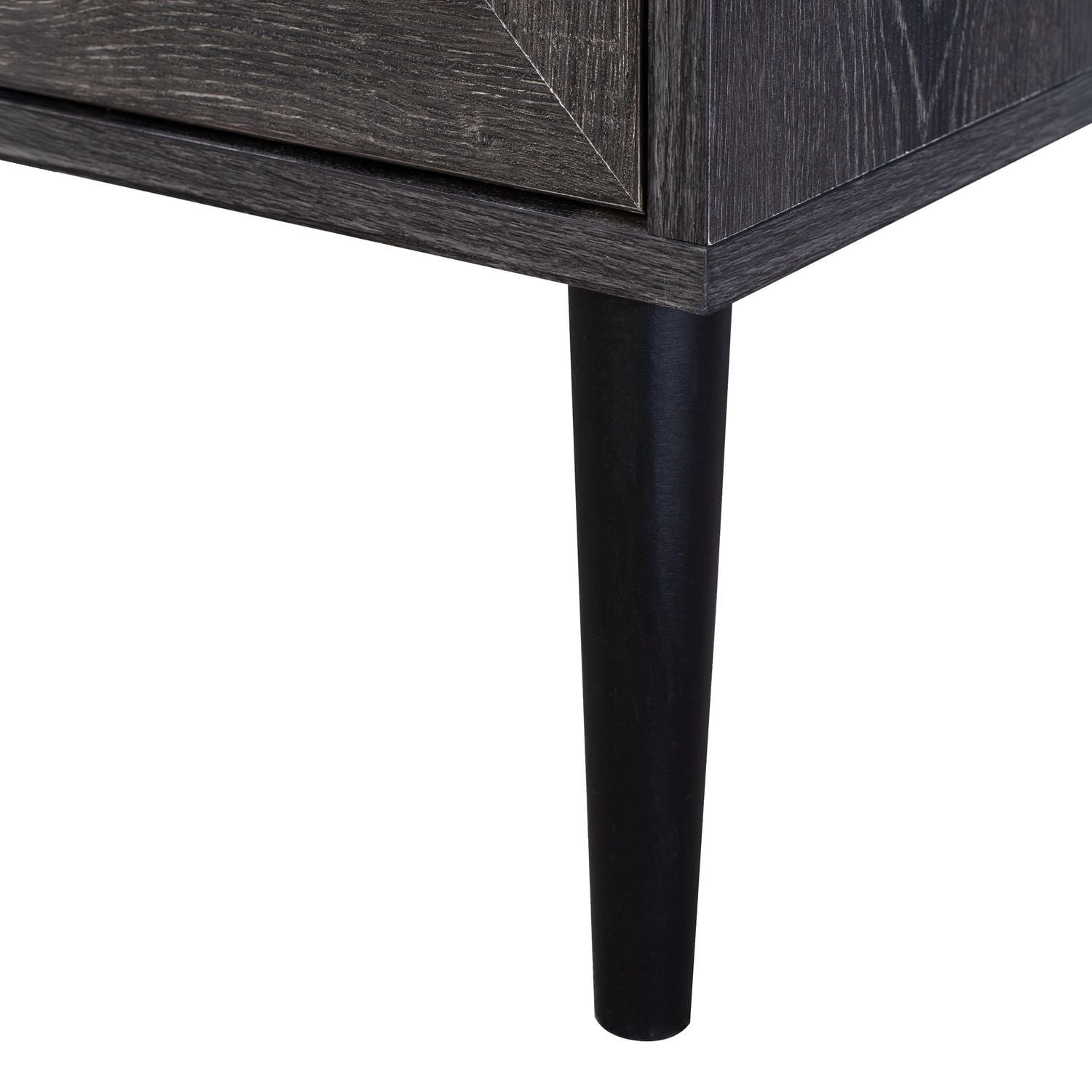 CorLiving Ethan Engineered Wood Compact Sideboard with 2 Glass Fluted Doors and 2 Shelves, Dark Grey