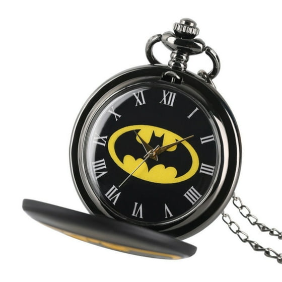 Rowena J Batman Black Night Pocket Watch Tarnish Resistant Superhero