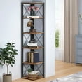 thumbnail image 4 of 6-Tier Corner Shelf Etagere Bookcase Bookshelf Brown, 4 of 5