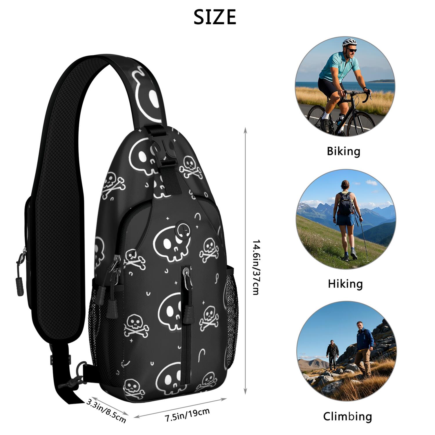 Gothic Butterfly Moon Sling Bag for Women Men Crossbody Bag Backpack Purse for Outdoor Activities Gym Hiking Sling Pack Trendy Sling Backpack