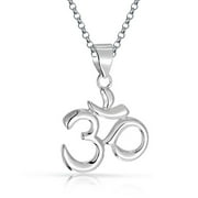 Yoga Spiritual Harmony Sanskrit Aum Om Ohm Symbol Pendant Necklace For Women 925 Sterling Silver 18 Inch