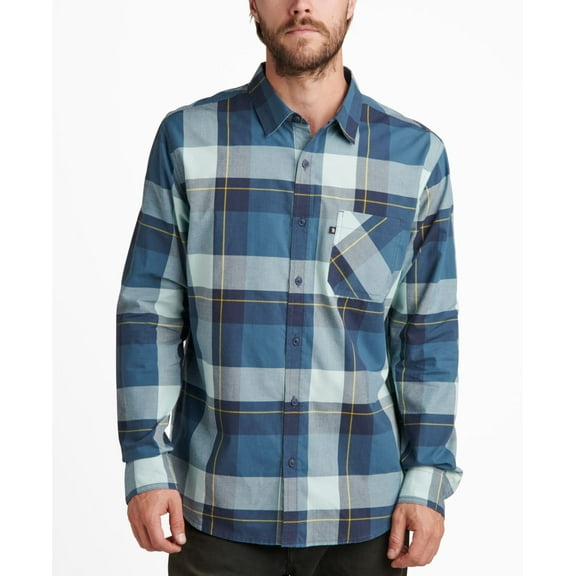 Junk Food Mens Jean Long Sleeve Plaid Shirt