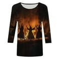 thumbnail image 5 of Godom 2025 Halloween Shirts for Women 3/4 Sleeve Ghost Graphic Tees Festival Tops Crew Neck T-Shirt, 5 of 6
