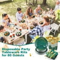 thumbnail image 5 of 560 Pcs Dark Green and Gold Party Supplies for 80 Guests Disposable Dinnerware Sets, 5 of 6