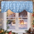 thumbnail image 6 of Christmas Snowflake Tie Up Valances Curtain, Winter Simple Light Blue Gradient Bottom Adjustable Rod Pocket Short Window Treatment Tie Up Curtains Valances for Kitchen Living Room Bathroom 54x18 In, 6 of 9