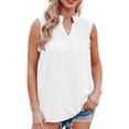 thumbnail image 1 of Women Sleeveless Blouse Ruffles Button V Neck Vest Casual Tops, 1 of 8