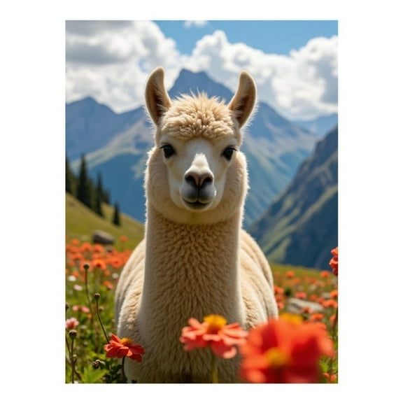 Diamond Art Kit for Adults, Llama In Mountain Flower Field Diamond Painting for Adults Beginners, DIY Diamond Art Painting Kits, 5D Diamond Painting Crafts for Home Decor 12x16 Frameless