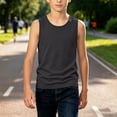 thumbnail image 6 of BCSIOAOI Toddler Boys Tank Tops,Cotton Crew Neck Plain Solid Sleeveless Casual Sports Tank Tops Dark Gray 4-5t, 6 of 6