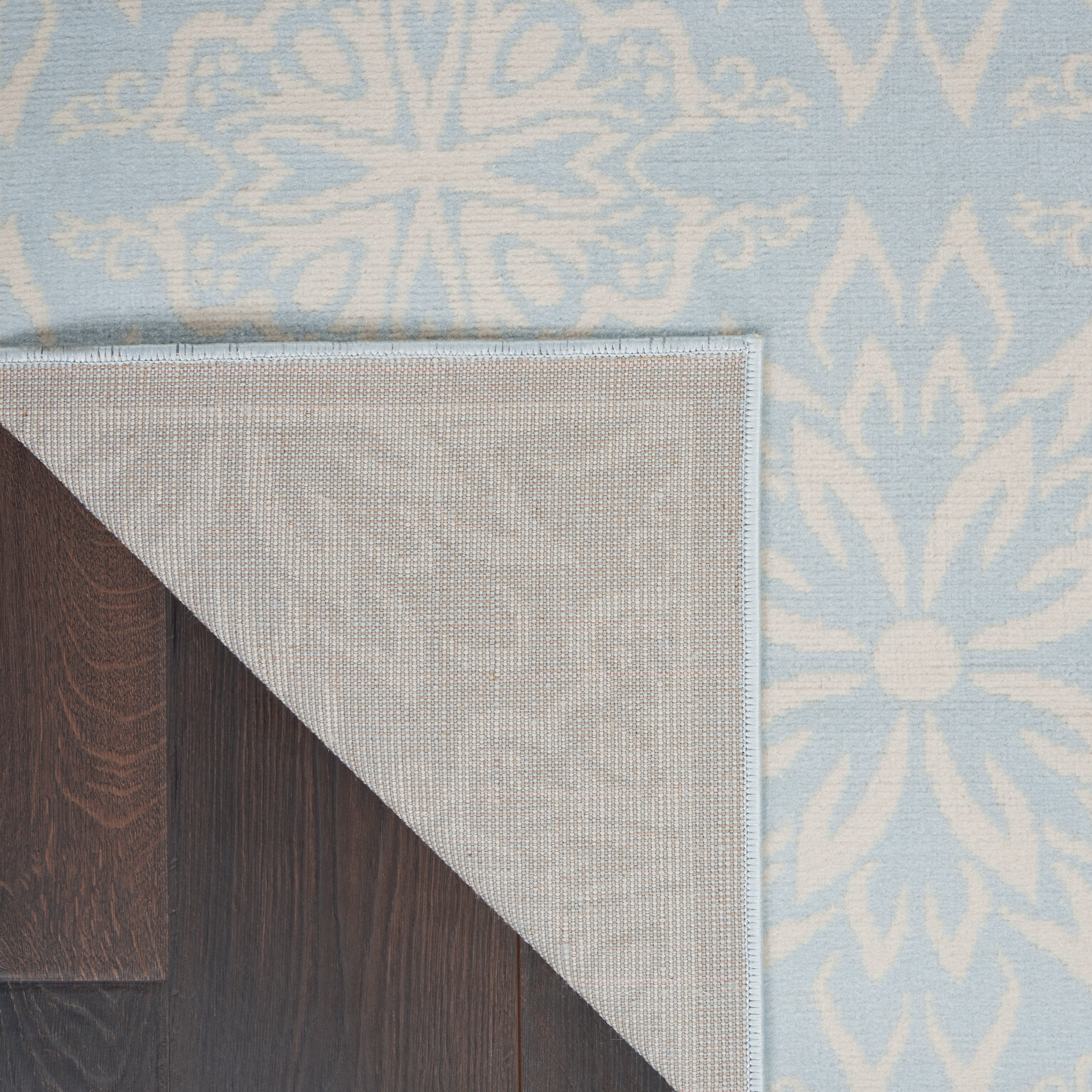 Nourison Bliss Modern Floral Ivory/Light Blue 6' x 9' Area Rug, (6' x 9')