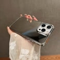 thumbnail image 5 of For iPhone 15 Mirror Phone Case,for Women Girls,Makeup Cute Luxury Glossy Mirror Back,Ultra Slim Shockproof Anti-fall Drop Protection,Electroplated Frame Design,Rugged Phone Case,Pink, 5 of 10