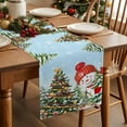 thumbnail image 3 of Blue Snowman Christmas Dresser Scarf Farmhouse, Dining Table Decorations for Wedding/Parties, Xmas Tree Snowflake Winter Gifts Table Runner 120 Inches Long for Kitchen Dining, 13 x 120 In, 3 of 9