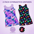 thumbnail image 6 of Aideaone Girls Gymnastics Leotards 2 Pack Sleeveless Rhinestone Biketards Sparkle Printed Dance Unitard Ballet Training Bodysuit for Little Girls 4-10Y, 6 of 8