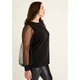 thumbnail image 3 of June & Vie Women's Plus Size -Sleeve French Terry Sweatshirt, 3 of 3