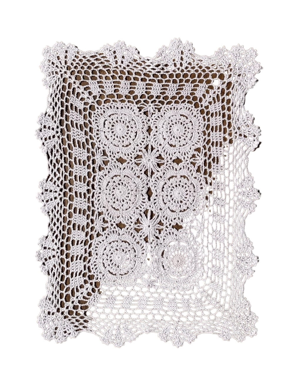 Rectangular Cotton Handwork Crochet Lace Table Runner Doilies for Coffee Table Dresser Scarf Centerpieces Décor,2PC
