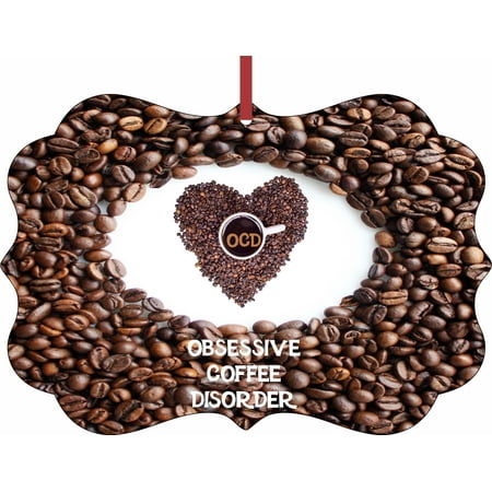 Obsessive Christmas Disorder Ornament Obsessive Coffee Disorder - Aluminum SemiGloss Quality Aluminum Benelux Shaped Hanging Christmas Holiday Tree Ornament Made in the U.S.A. ()