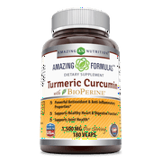 Amazing Nutrition Turmeric Curcumin with BioPerine, 2,250 mg, 180 Veggie Capsules (750 mg per Capsule)