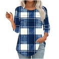 thumbnail image 2 of Makaor Womens Blouses Dressy Crew Neck Shirts Tops Tunic Plaid Long Sleeve Pullover Tees Casual Fall Winter Clothes, 2 of 6