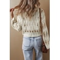 thumbnail image 2 of Women's White Cut Out Crochet Crew Neck Loose Fit Sweater - [ZhiHiMeRi] | (US 12-14)L, 2 of 6