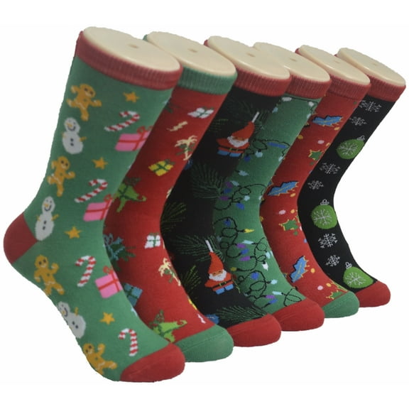 Diamond Star Women’s Christmas Socks – Cozy Fuzzy Winter Holiday Socks for Women, Warm Knitted Christmas Gift, Festive Lounge Socks (Assorted, 6 Pairs Shoe Size 9-11)