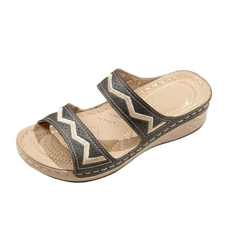 

Bnwani Shoes Women s Wedge Heel Flip Flops Multicolor Embroidered Sandals Slippers