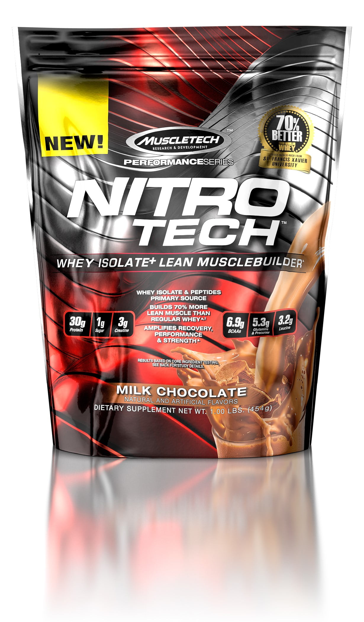MuscleTech Nitro Tech Protein Powder, Milk Chocolate, 1 Lb