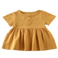 thumbnail image 1 of AMERTEER Bébé Fille Robe Manches Courtes Col Rond Bouton Robe Décontractée, 1 of 6
