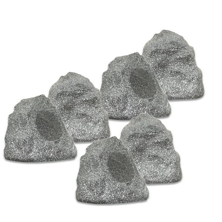 Theater Solutions 6R4G Outdoor Granite Rock 6 Speaker Set for Deck Pool Spa Patio (Best Rocks For Painting)