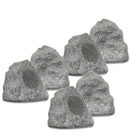 Patio Pools And Spas Theater Solutions 6R4G Outdoor Granite Rock 6 Speaker Set for Deck Pool Spa Patio Garden ()