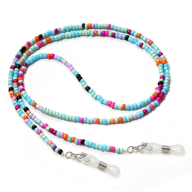 Janrevotw 1 Pcs Colorful Rice Beads Eyeglasses Chain For Women Sunglasses Neck Strap Decorative Chain, Acrylic Eyeglasses Frame