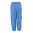 thumbnail image 5 of Amidoa Boys Cotton Linen Cargo Pants- Elastic waist Relaxed Fit Casual Lightweight Summer Joggers Light Blue Size 6, 5 of 5