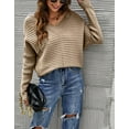 thumbnail image 2 of Solid Color Ribbed Sweater Beige Small, 2 of 6