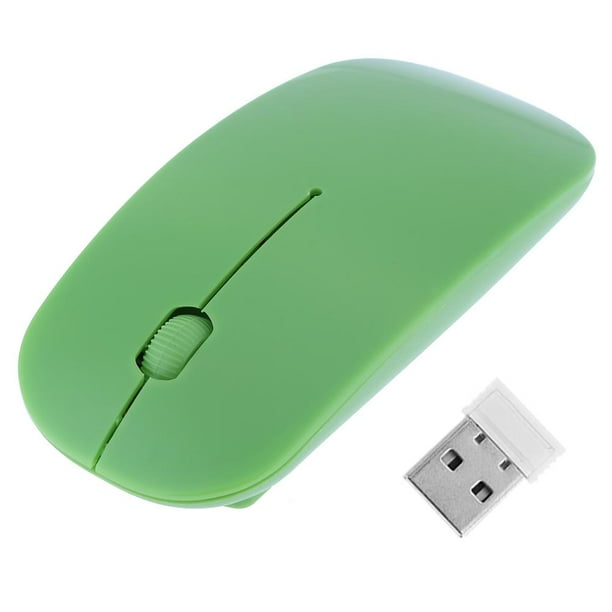 Ratón fotoeléctrico inalámbrico de 3 botones ultrafino de 2,4 GHz y 1000 ppp (verde)